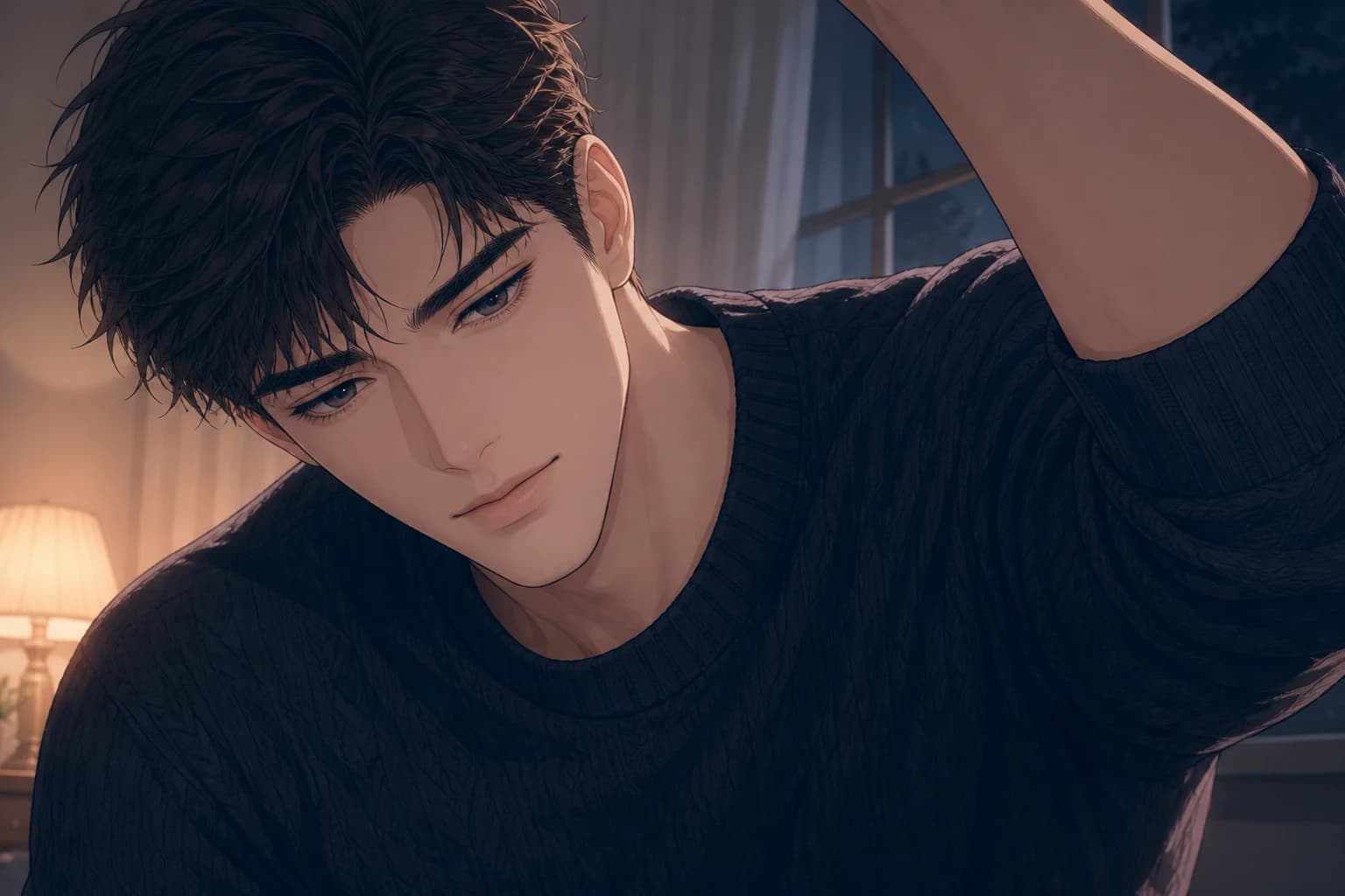 Dane gently patting the protagonist's head during the midnight confession