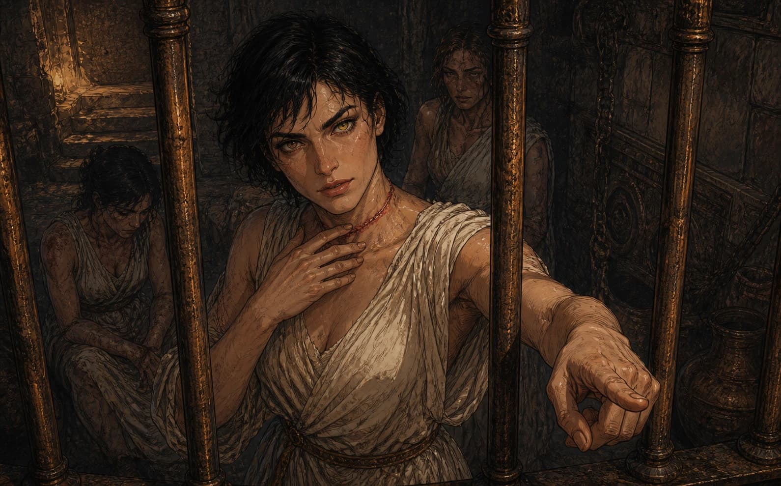 Ianthe recognizes the protagonist's captivity beyond the bars